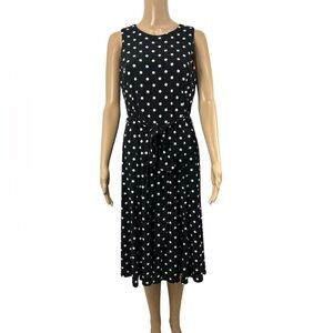 Lauren Ralph Lauren Polka Dot Sleeveless Black A-Line Dress size 8